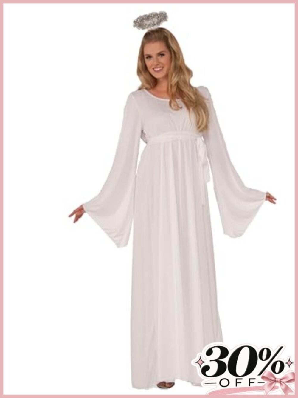 Rubies Angel Costume Dress & Halo Headband Long Sleeve Halloween Cosplay